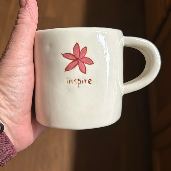Starbucks "Inspire" Hand Painted Pink Flower Coffee Mug Cup 10oz 2008 NEW - Picture 1 of 4